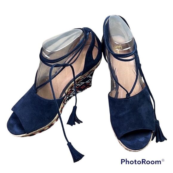 CABI Isla Wedge Navy Suede #6001 Sz 6 EUC - Picture 1 of 9